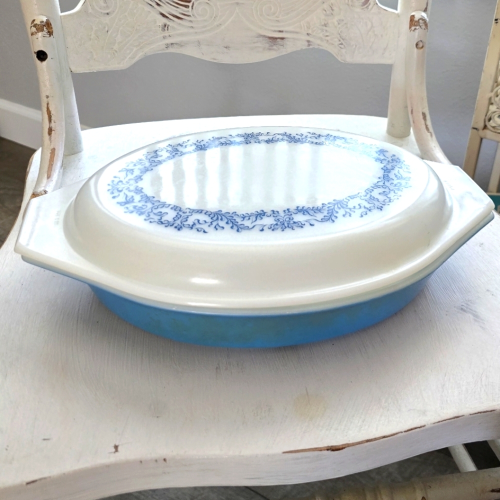Vintage Blue Oval Pyrex